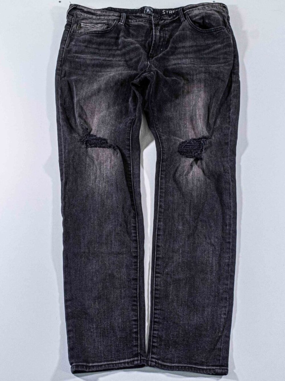 PRPS Le Sabre Jeans 40x32 Slim Tapered Distressed Streetwear Denim Black